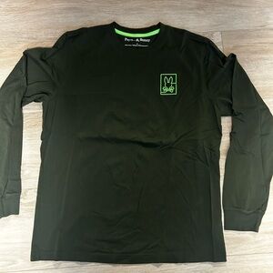 Psycho Bunny Black Long Sleeve Shirt with Green Logo